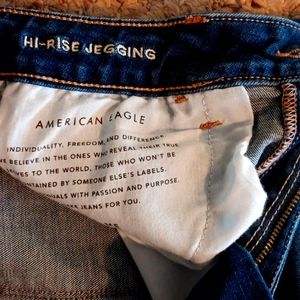 American Eagle sz10 short jeggings jeans dark blue denim